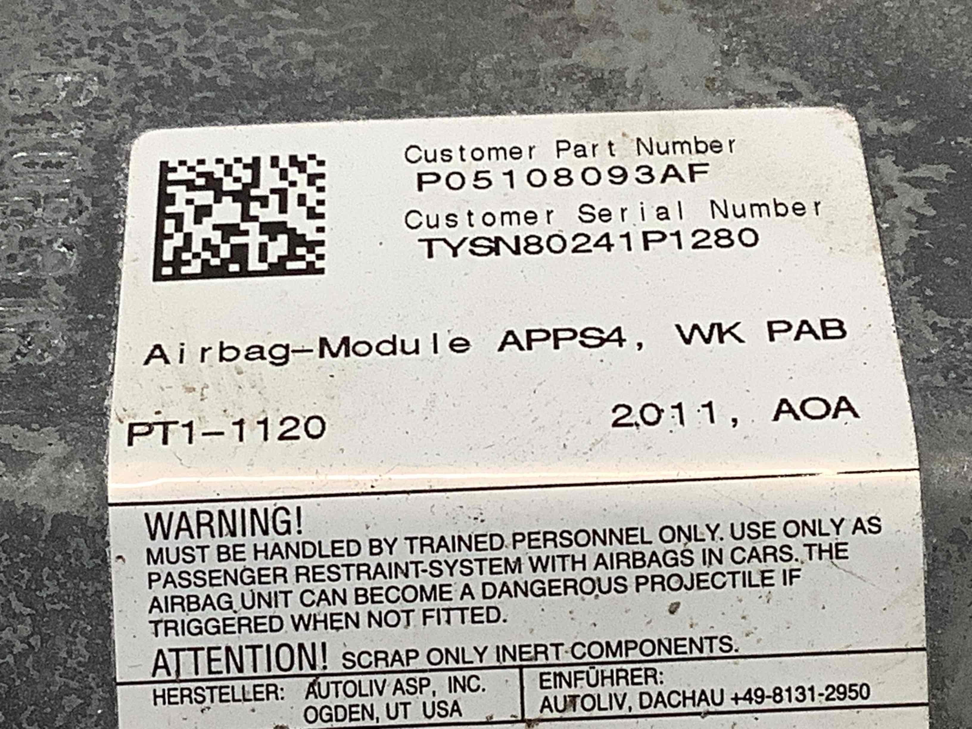 Подушка безпеки пасажира торпедо